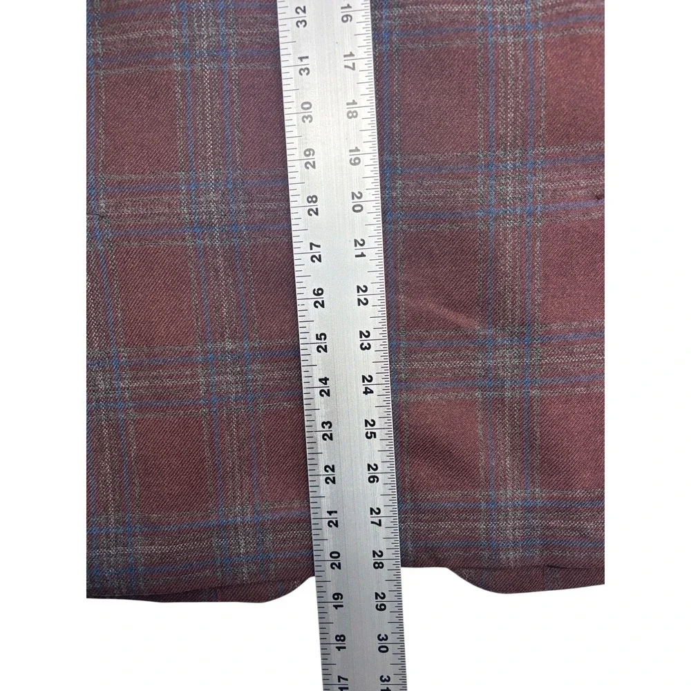 Michael Kors 38R Burgundy Gray Plaid Blazer Jacket Flannel Wool Sport Suit Coat